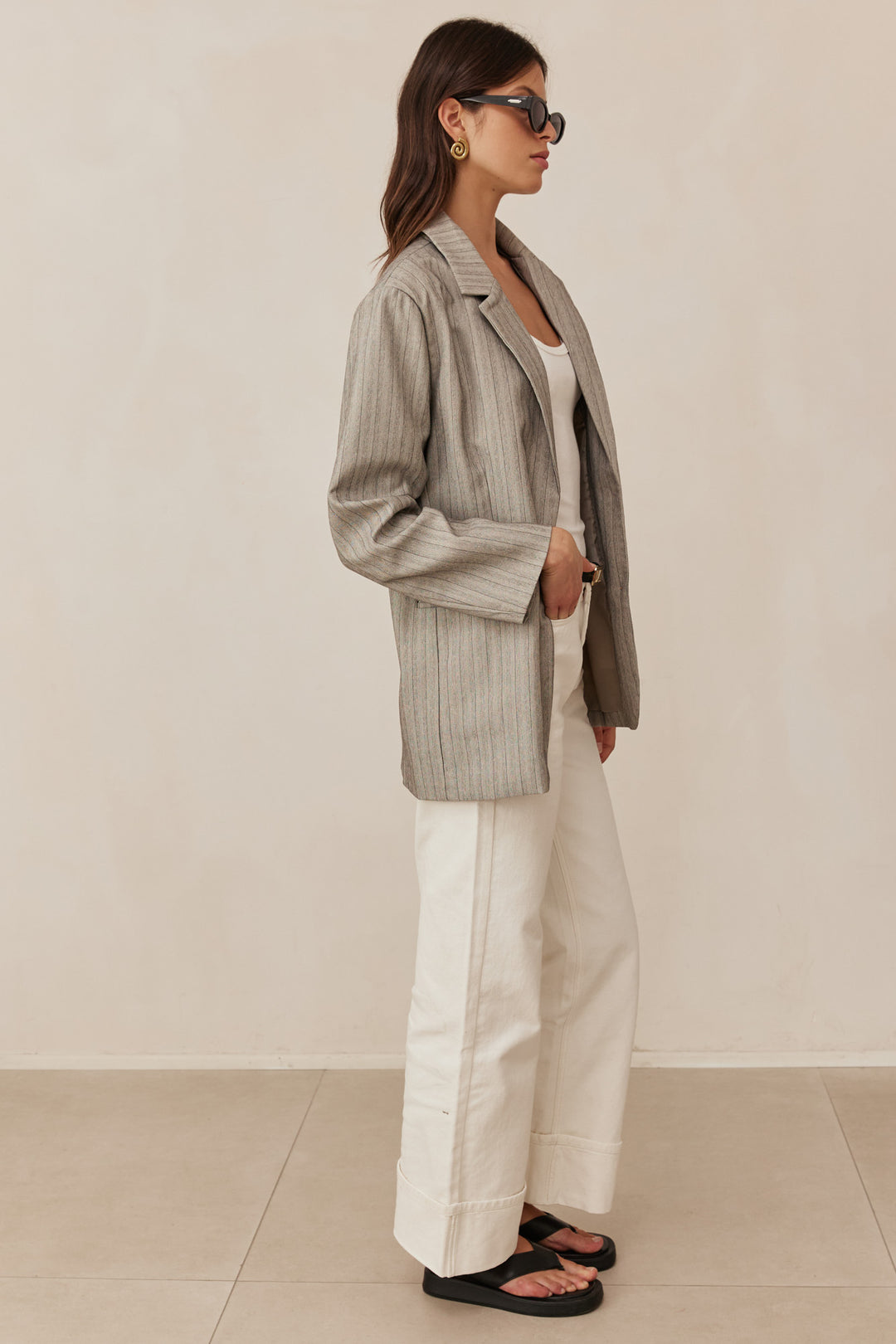 בלייזר מולי סטרייפס | אפור