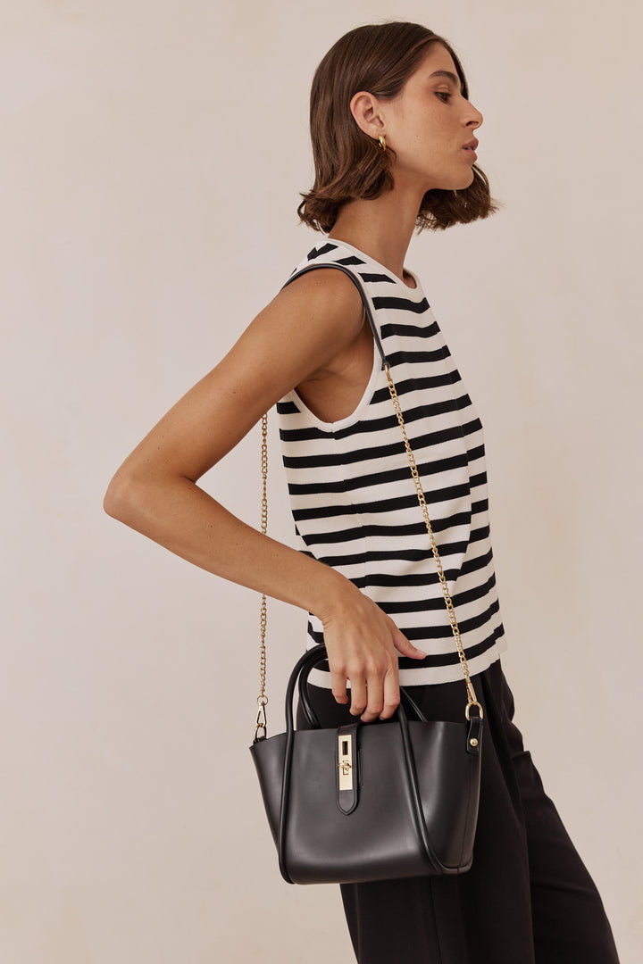 תיק ליסבון בשילוב אבזם מוזהב | שחור