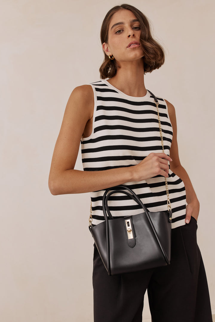 תיק ליסבון בשילוב אבזם מוזהב | שחור