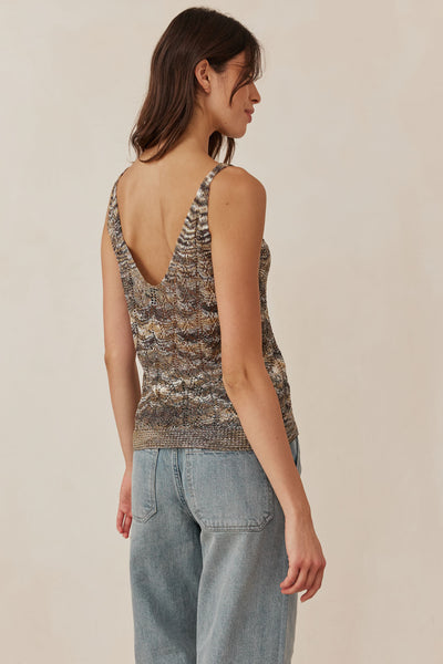 גופיית טינה בסריגת מלאנז' | זית/אפור