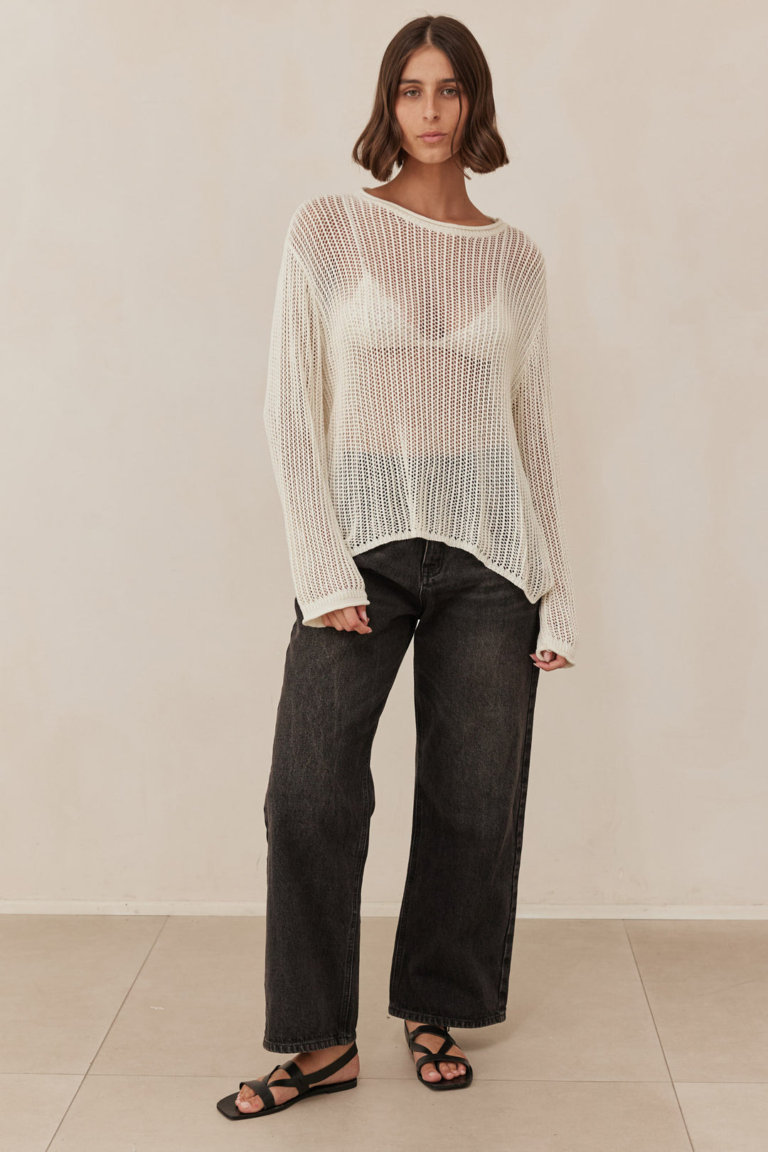 חולצת סריג אריאנה שקפקפה | שמנת