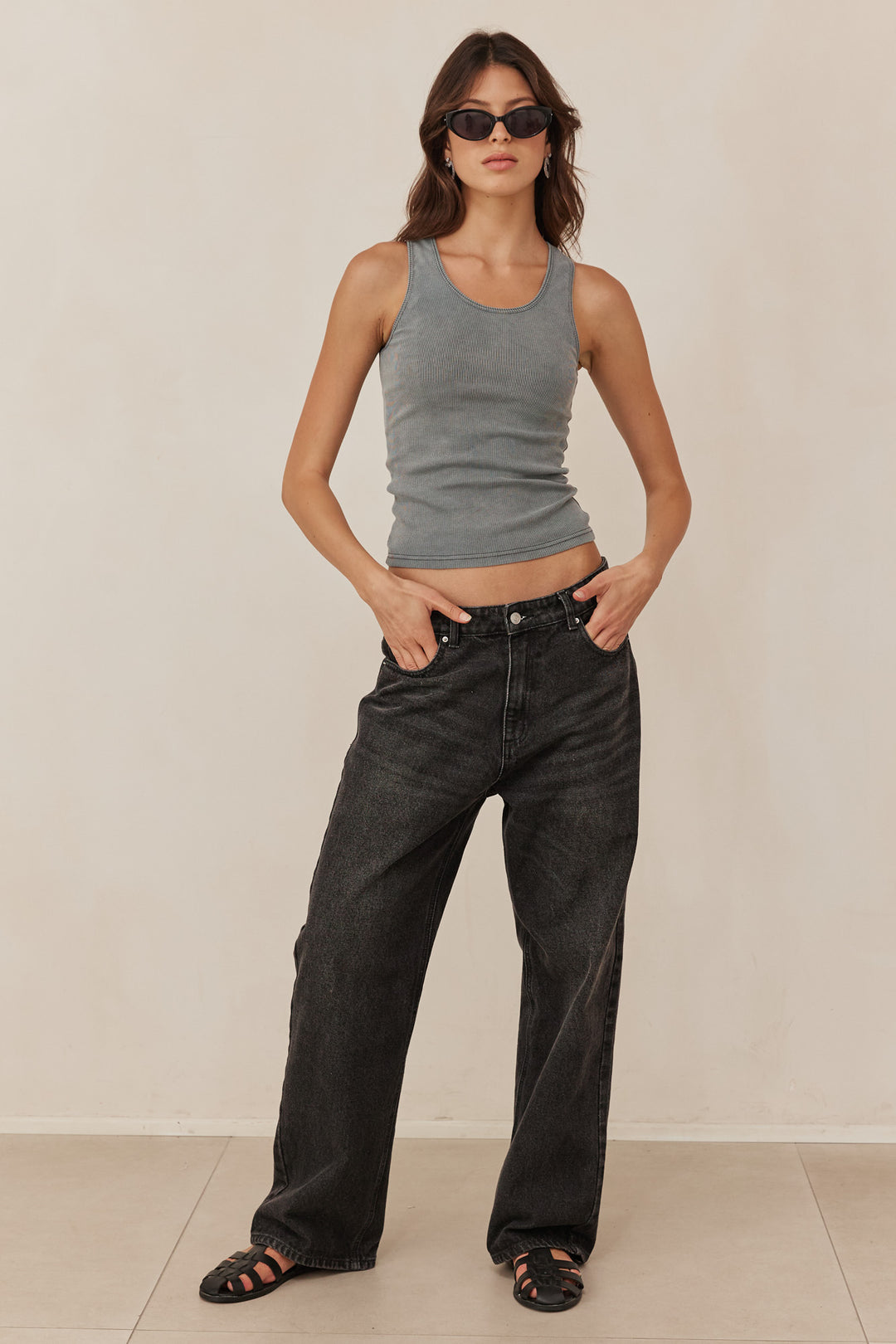 גופיית וואש נאיה בד ריב | אפור