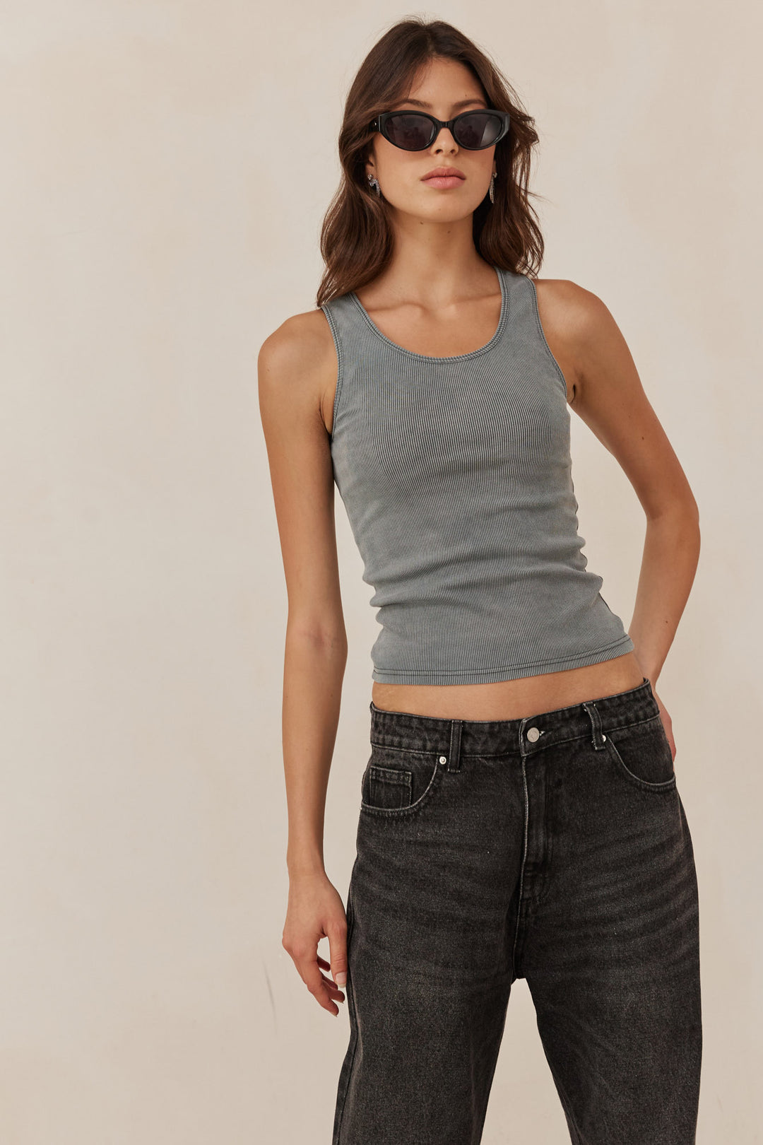 גופיית וואש נאיה בד ריב | אפור