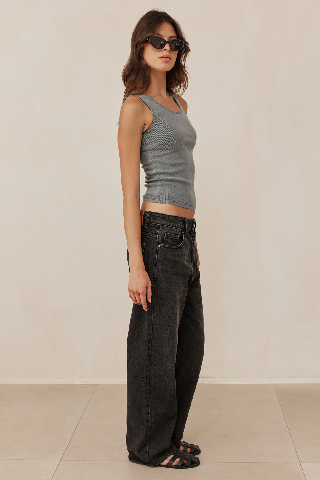 גופיית וואש נאיה בד ריב | אפור