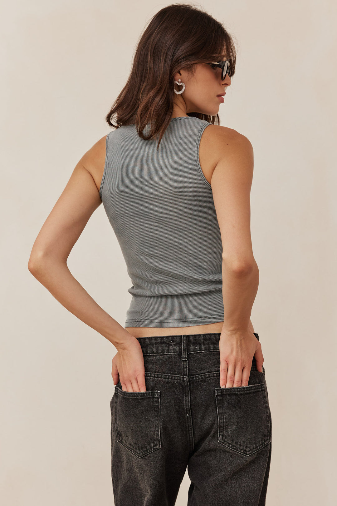 גופיית וואש נאיה בד ריב | אפור