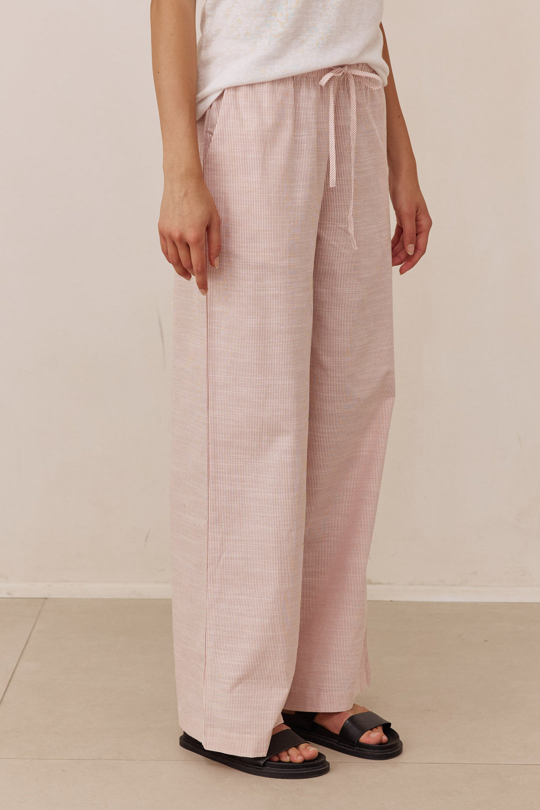 מכנסי ניקול סטרייפס בשילוב שרוך | אדום/לבן