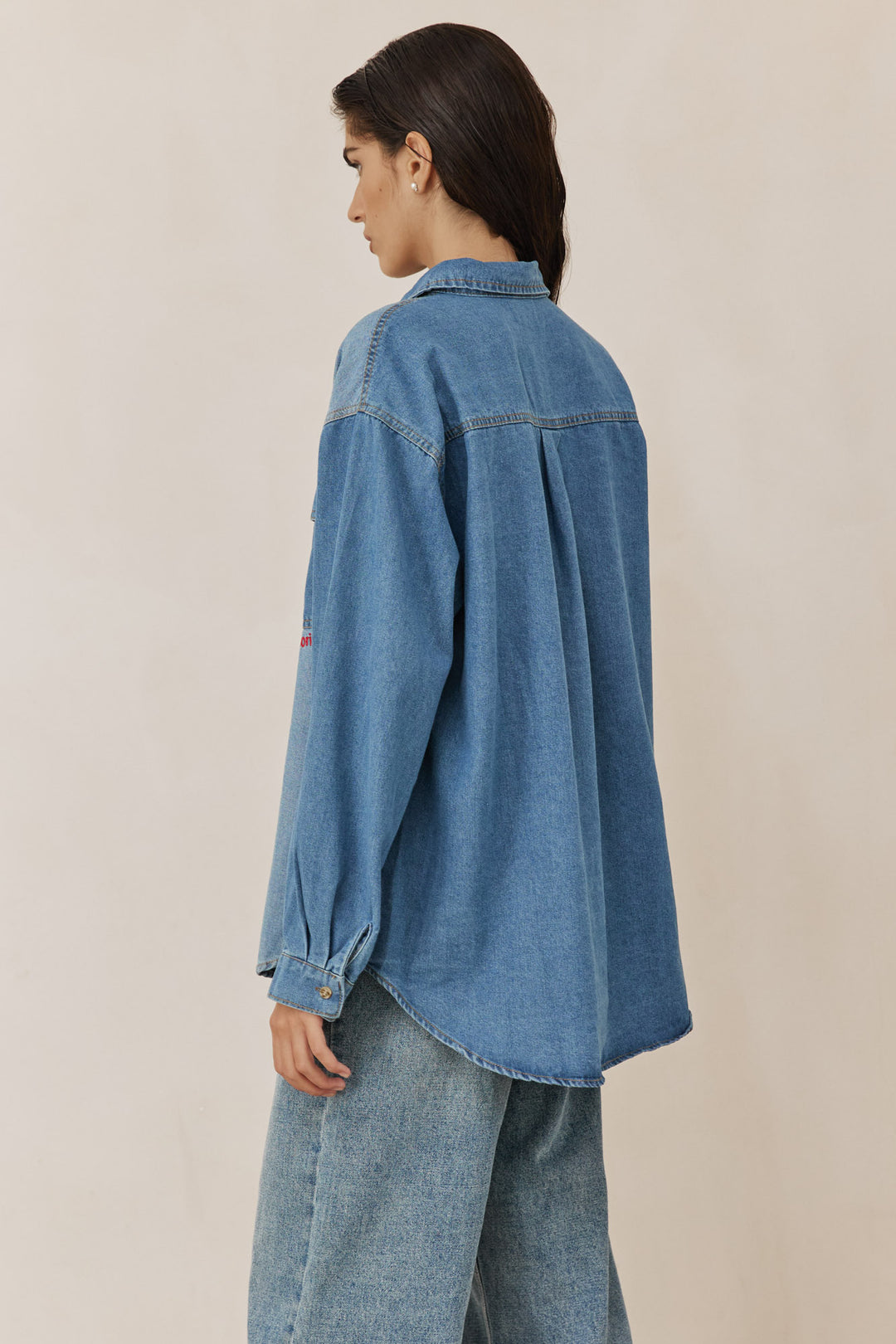 חולצת דנים דיאן רקמת לוגו | ג'ינס