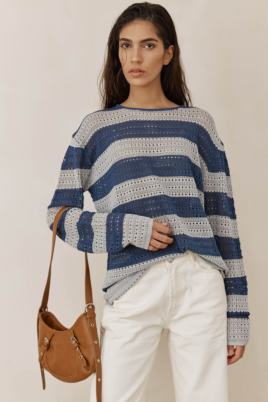 חולצת סריג ג'סטין סטרייפס | כחול