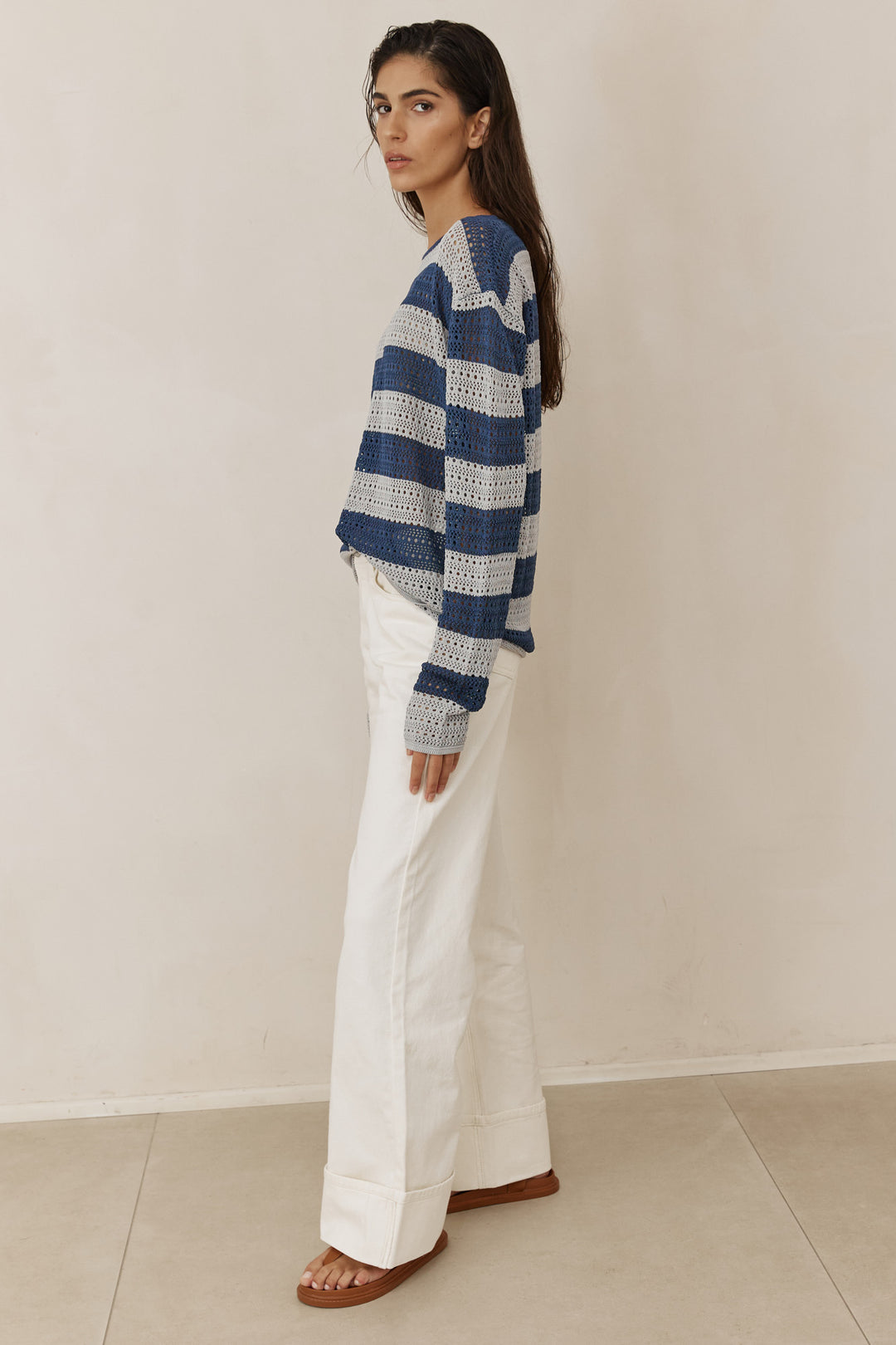 חולצת סריג ג'סטין סטרייפס | כחול