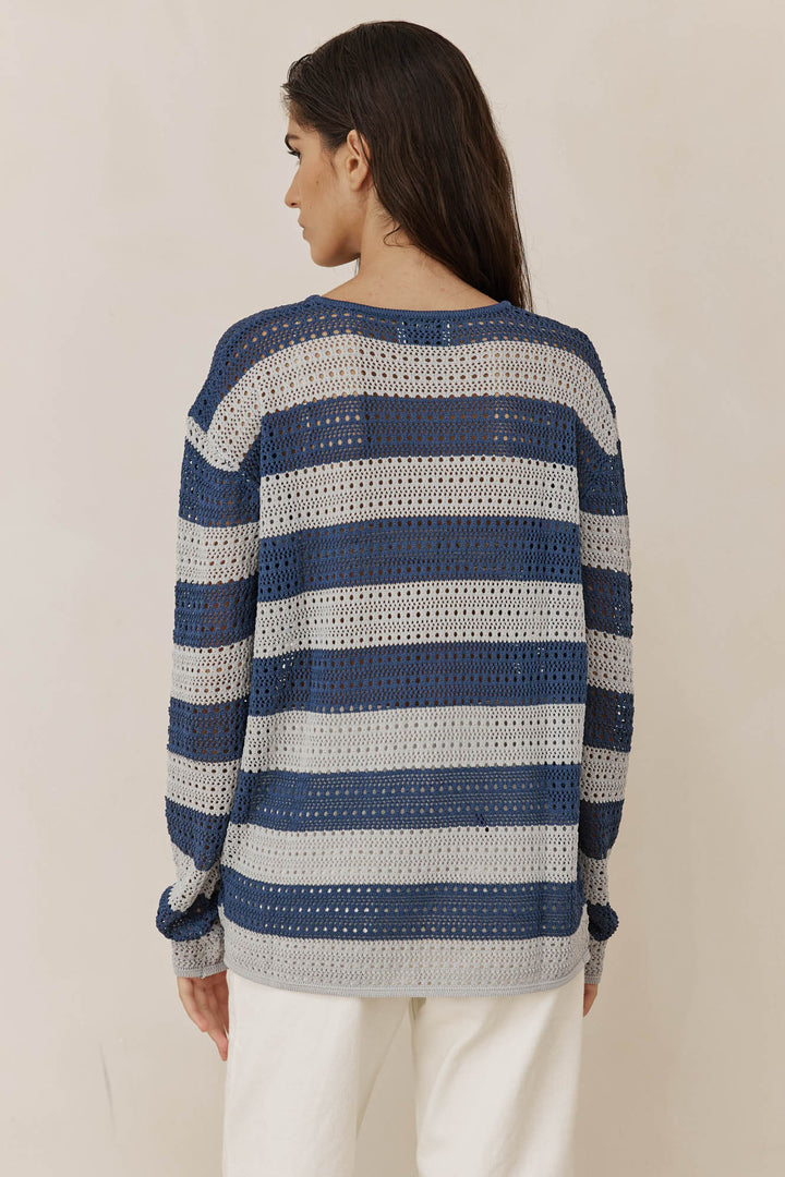 חולצת סריג ג'סטין סטרייפס | כחול