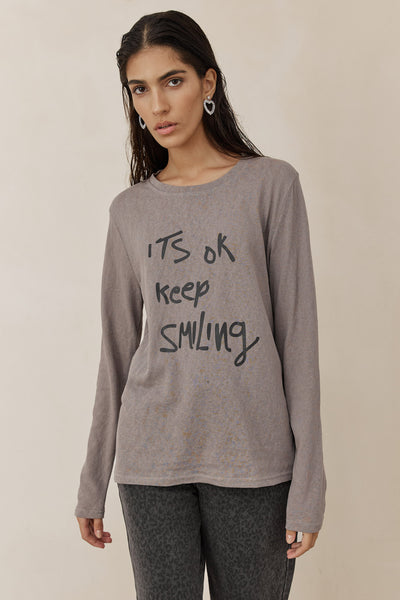 חולצת טי KEEP SMILING שקפקפה | אפור