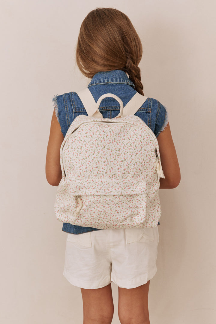 תיק גב הדפס פרחים | קרם/ורוד