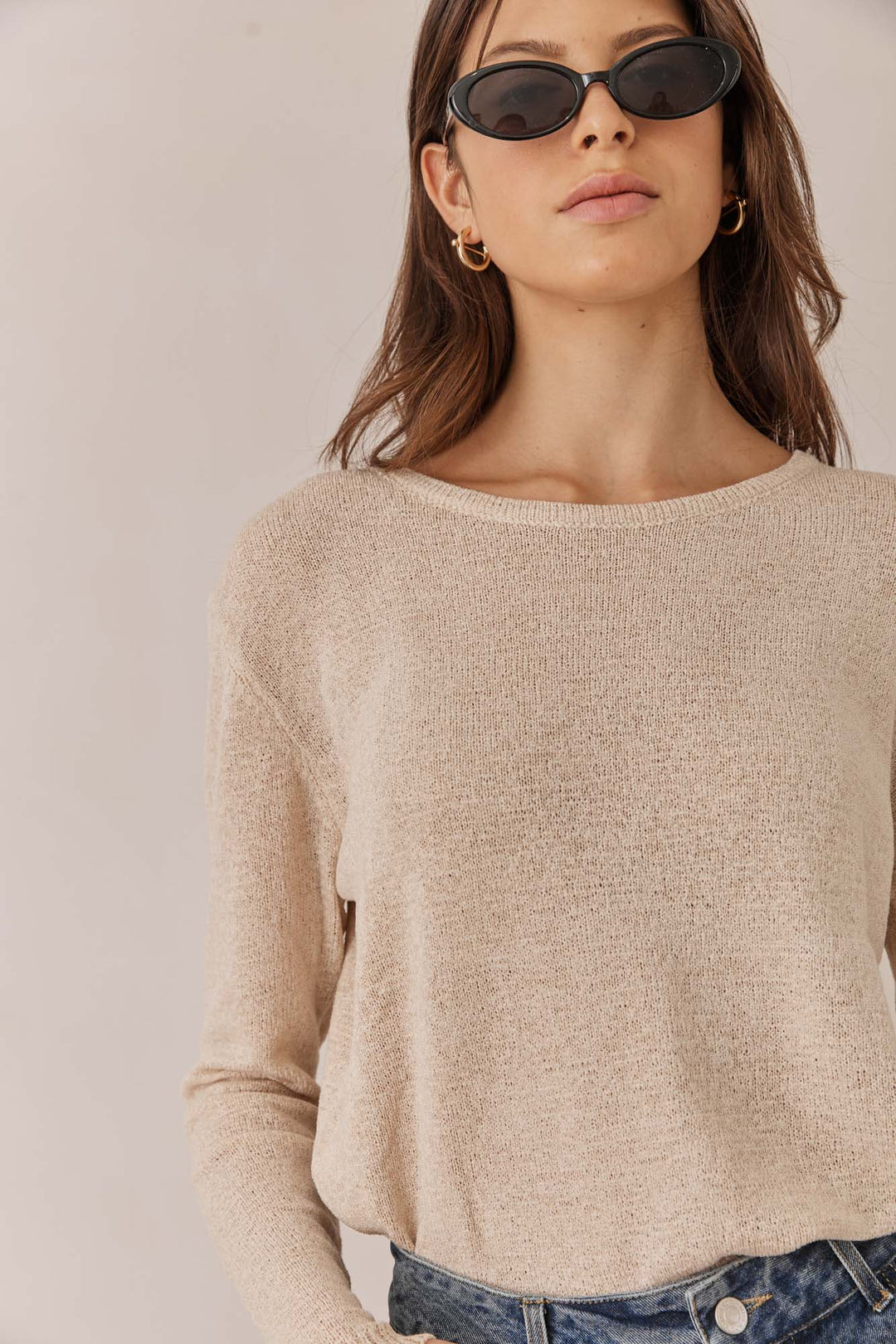 חולצת סריג קורפו בד שקפקף | בז'