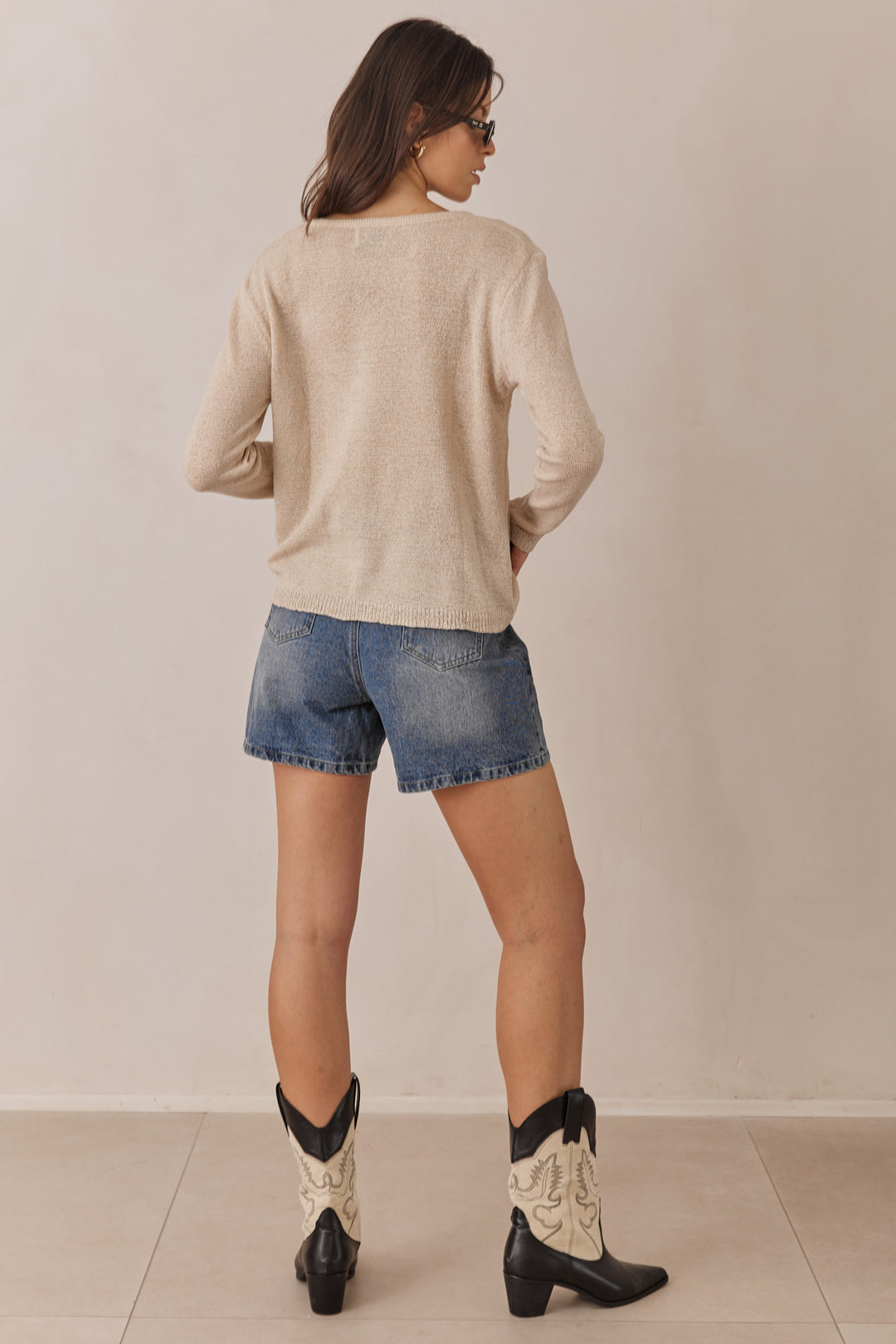 חולצת סריג קורפו בד שקפקף | בז'