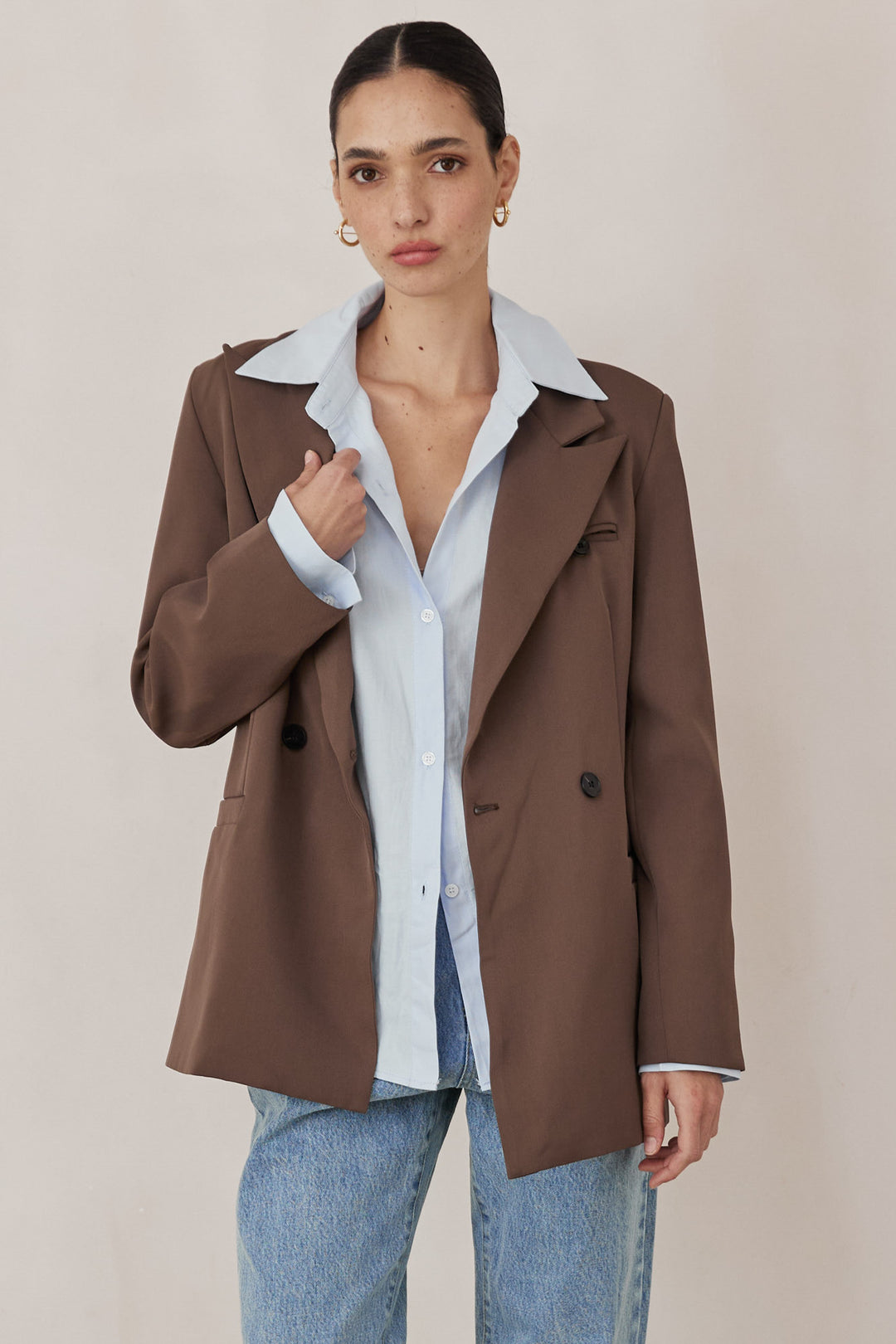 מכופתרת קווין בשילוב רקמה | כחול בהיר