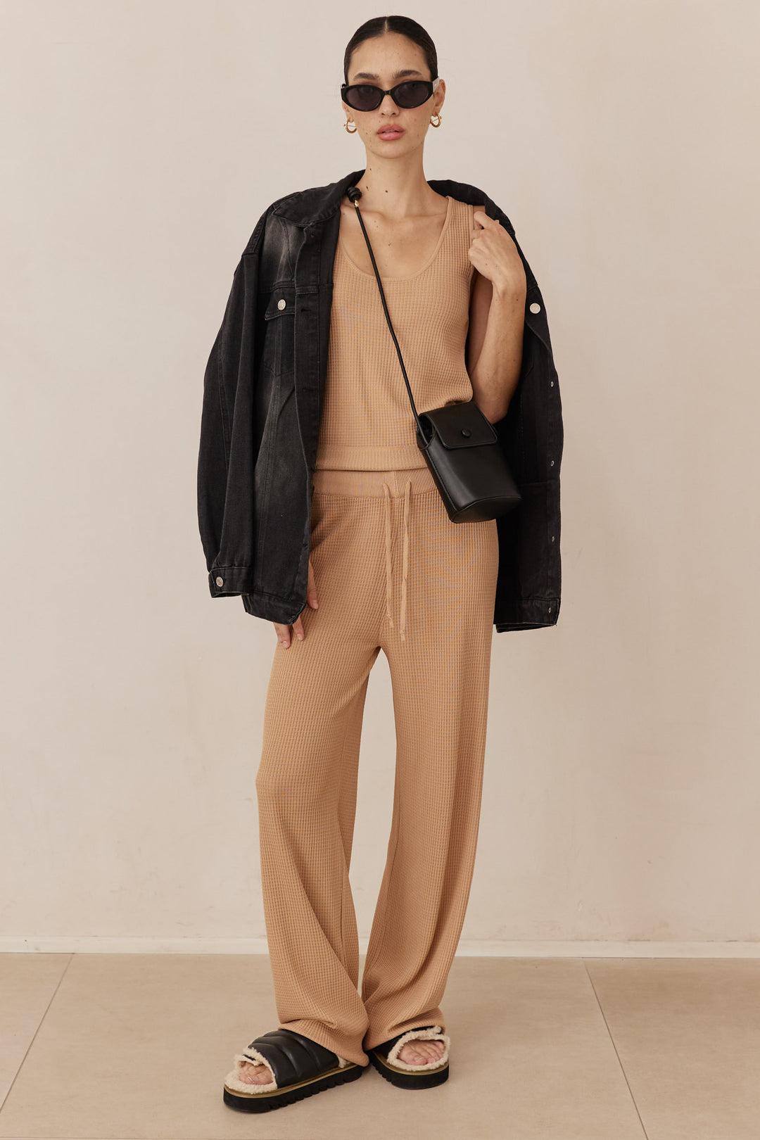 גופיית לורן סריג וופל | מייפל