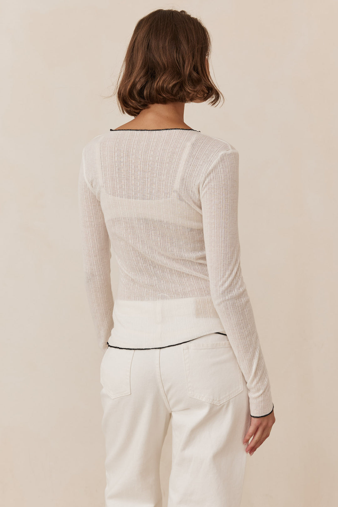 חולצת מינדי בד שקפקף עם טקסטורה | לבן