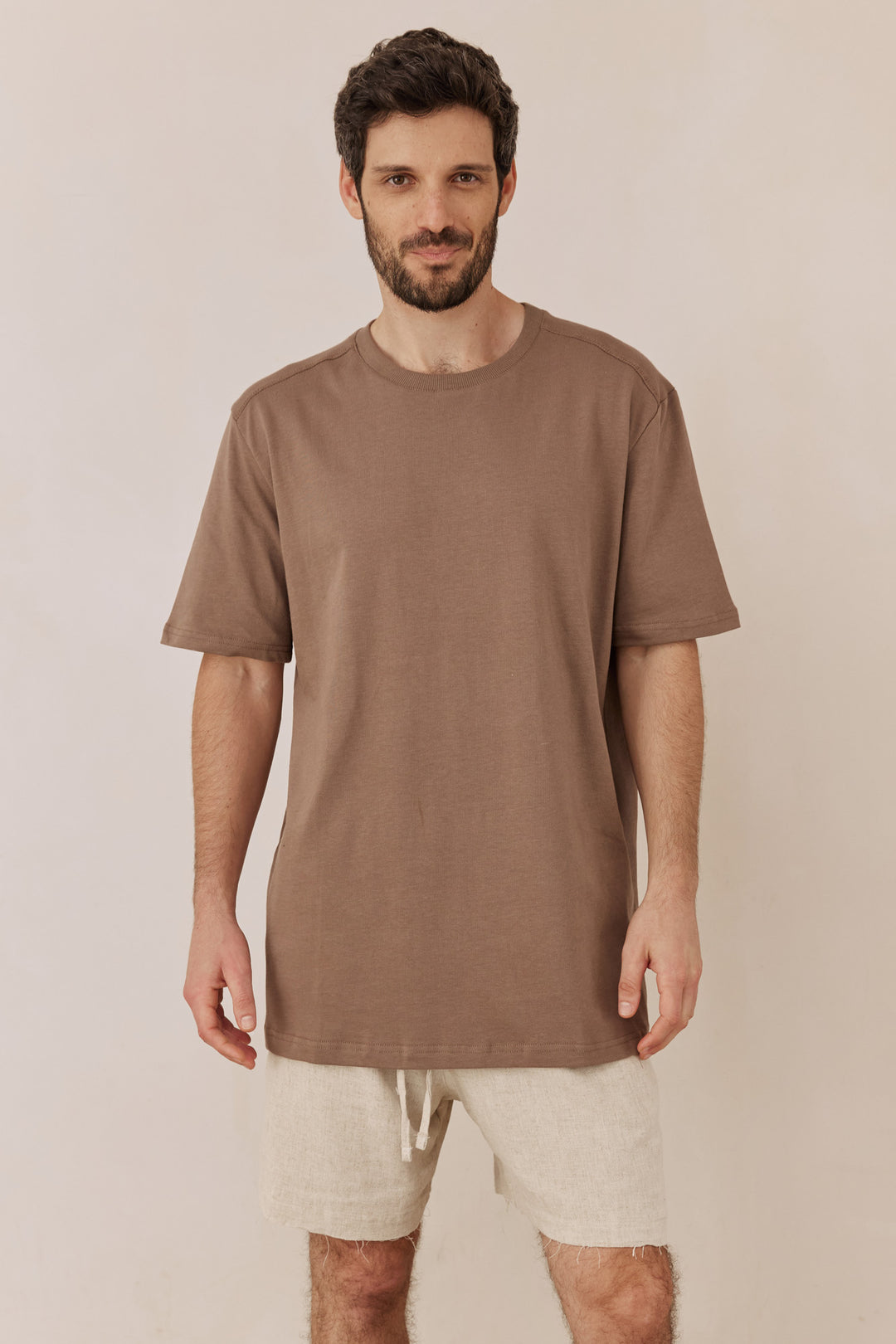 טי שירט סטיבן תפר בגב | חום