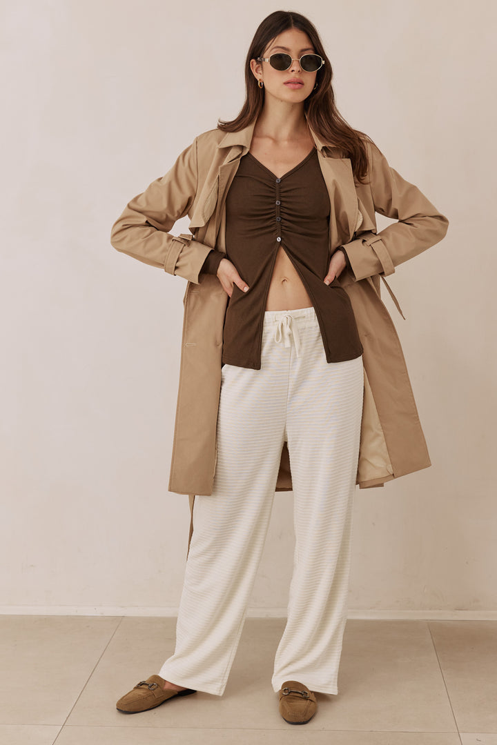 מכנסי הנרי טקסטורת פסים | שמנת