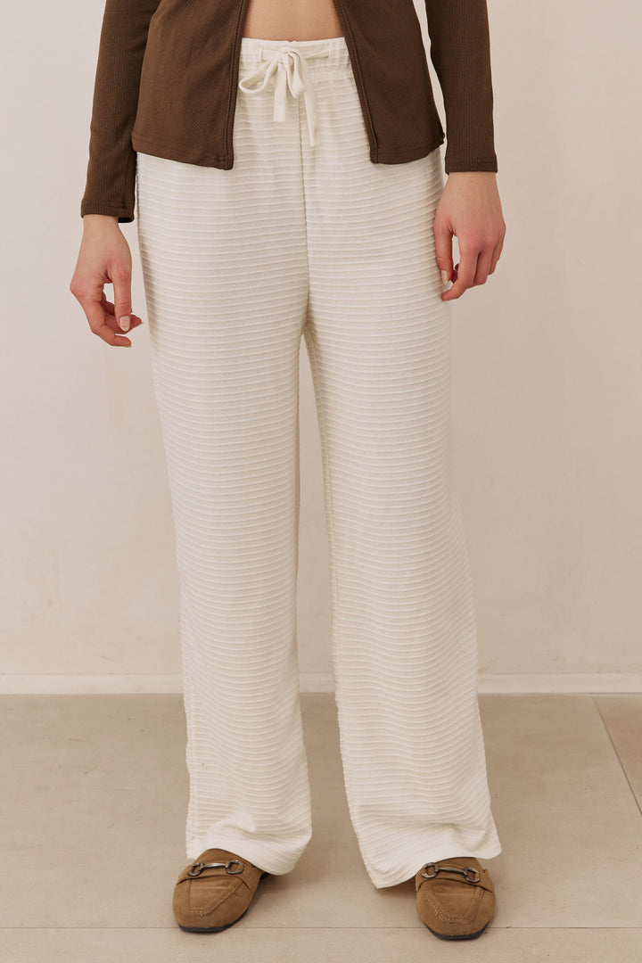 מכנסי הנרי טקסטורת פסים | שמנת