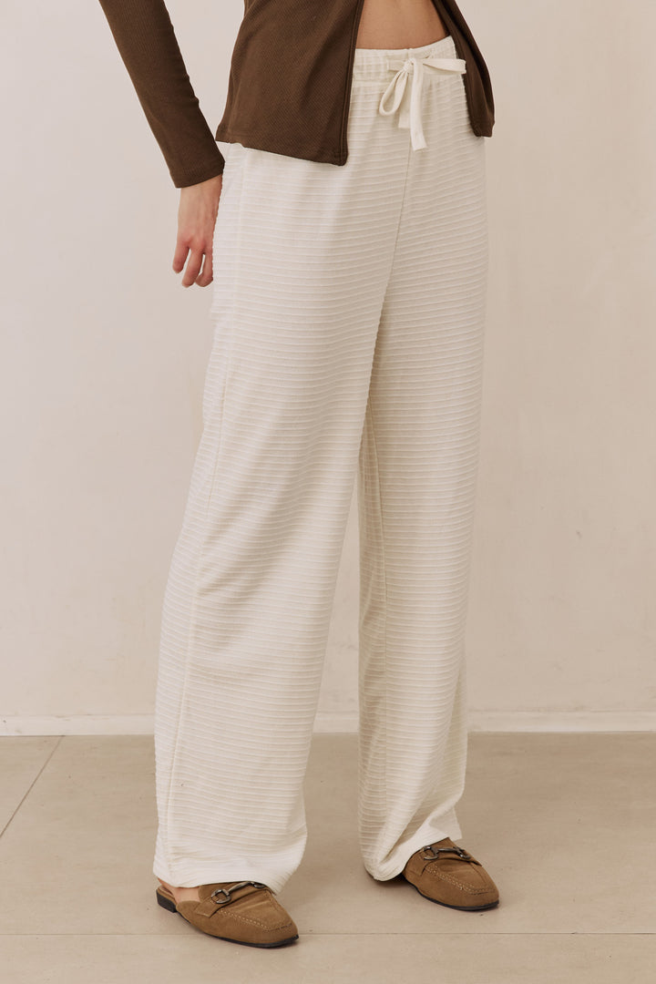 מכנסי הנרי טקסטורת פסים | שמנת