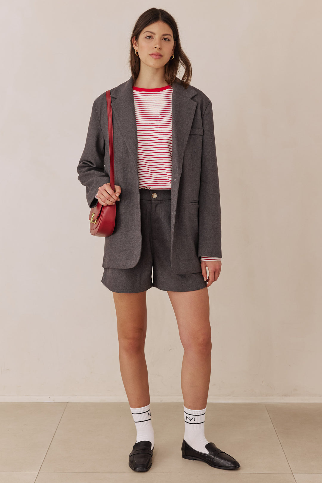 חולצת לילו סטרייפס בשילוב כיס | אדום/לבן