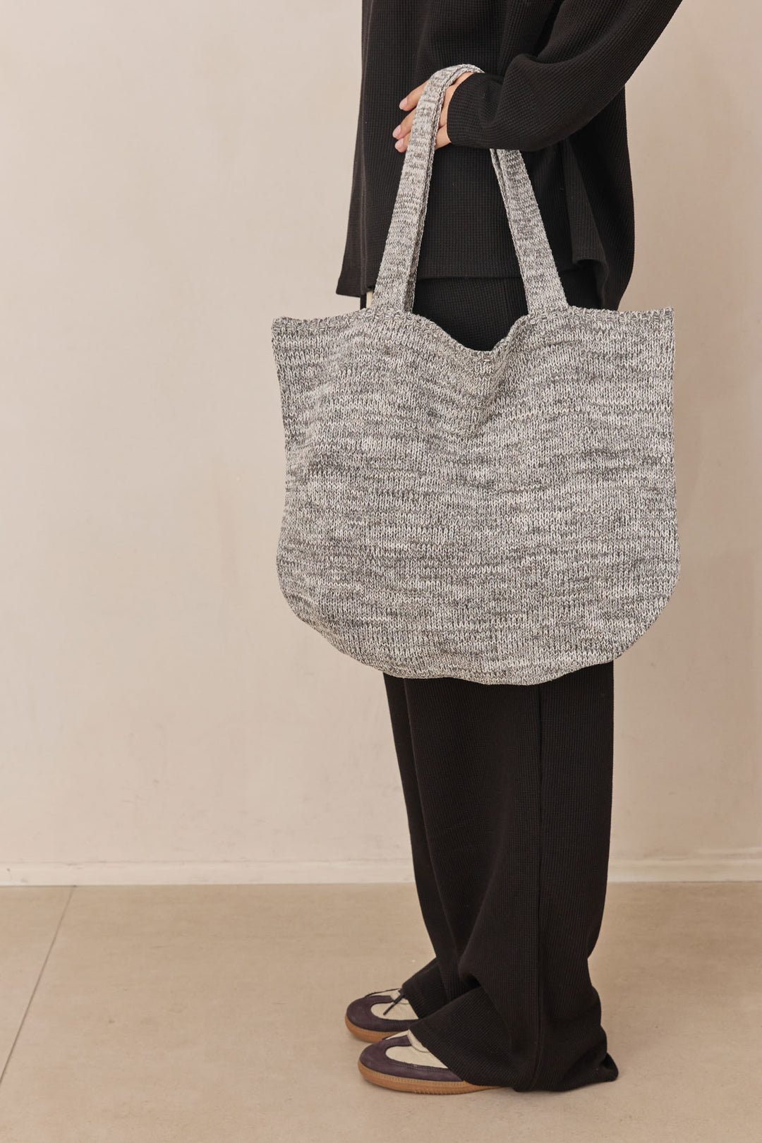 תיק סריג מלאנז' תומי  | אפור