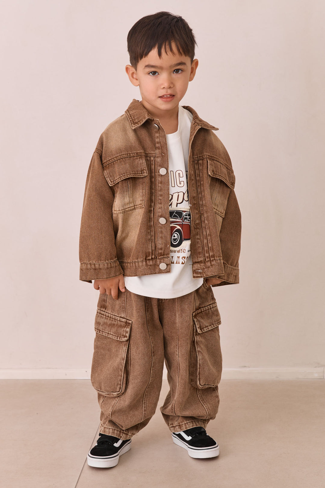 ג'קט ג'ינס בד משופשף | חום