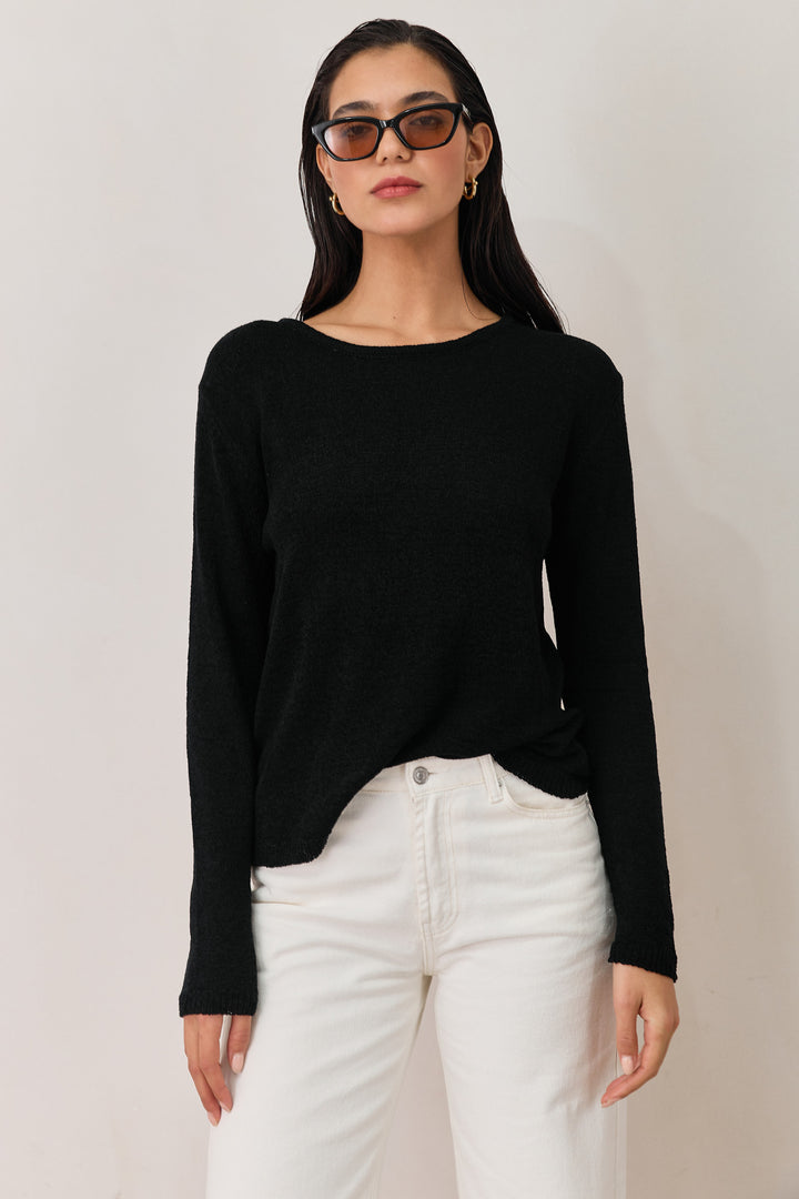 חולצת סריג קורפו בד שקפקף | שחור