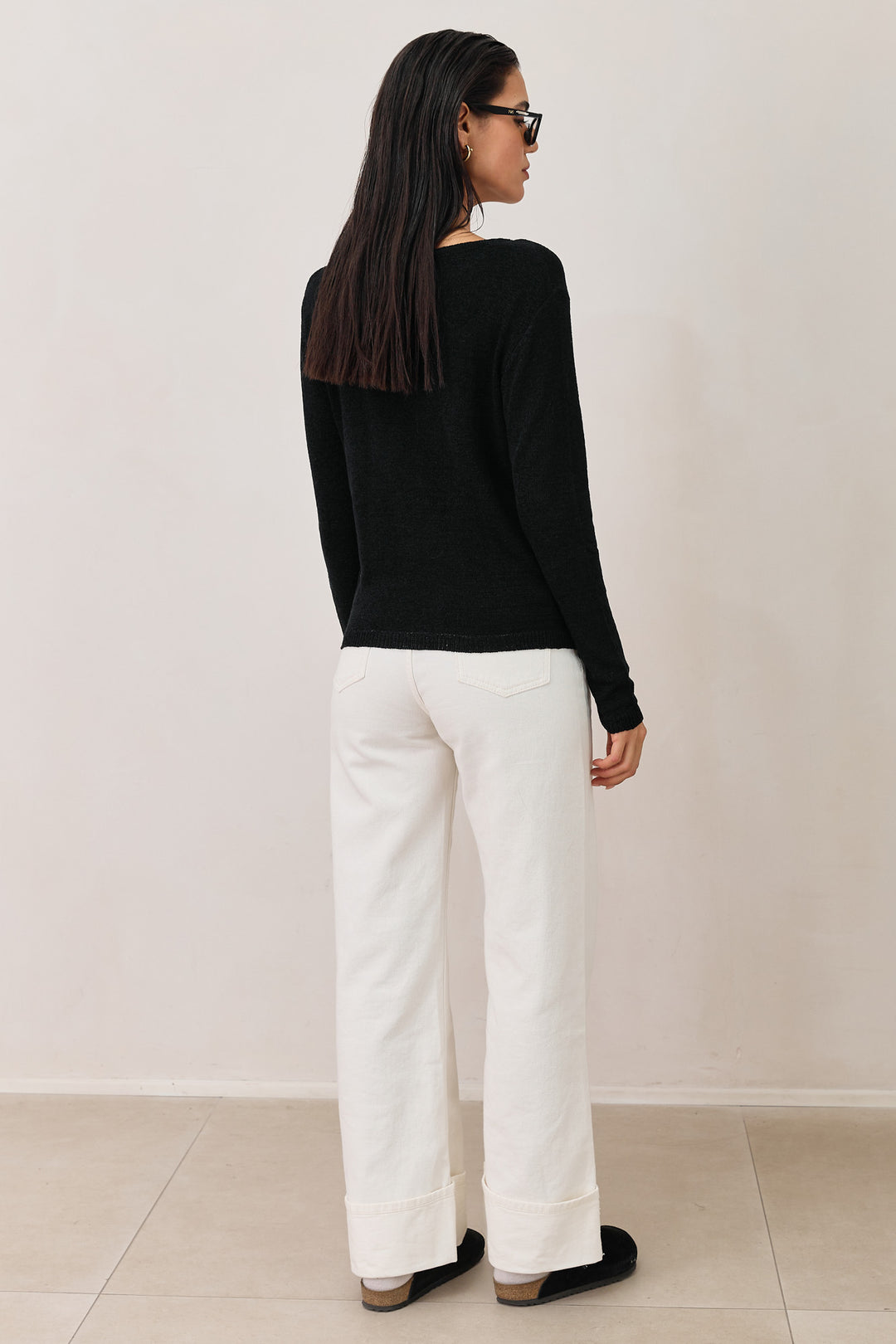 חולצת סריג קורפו בד שקפקף | שחור