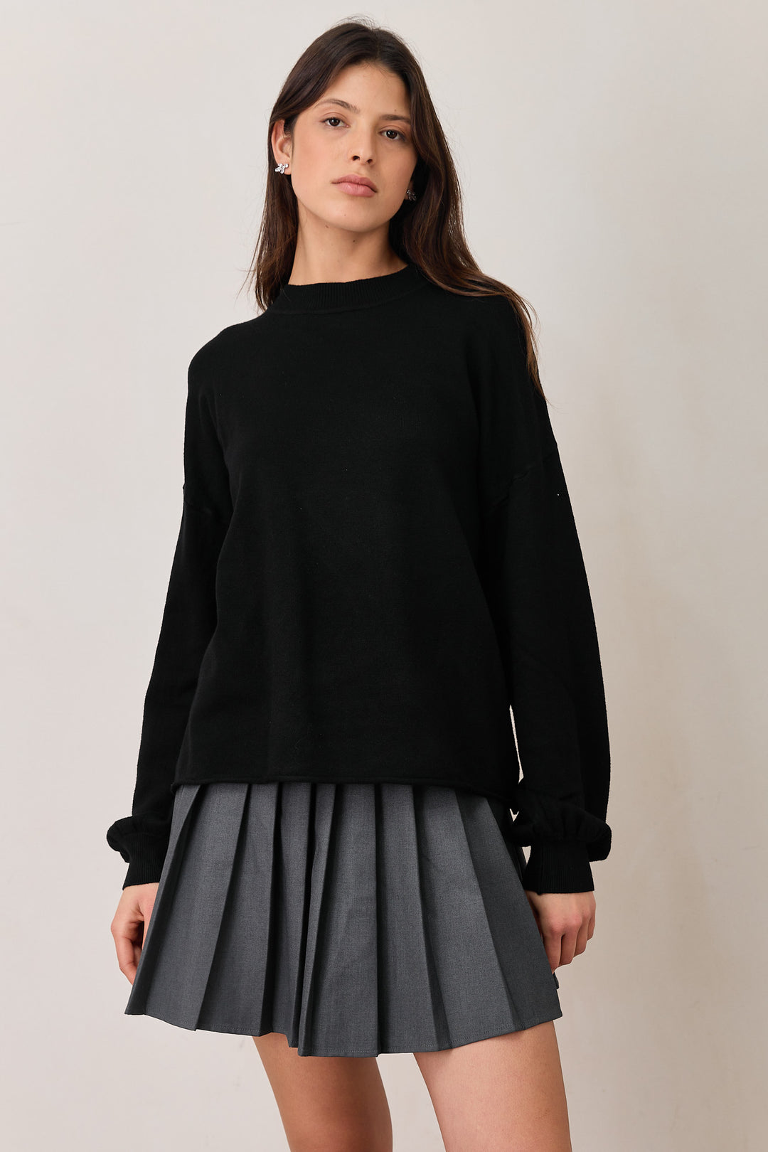 חצאית קפלים ריין אורך מיני | אפור