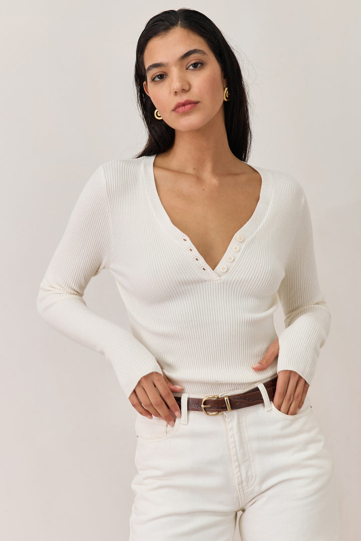 חולצת סריג טוקיו שרוולי כפפה | שמנת