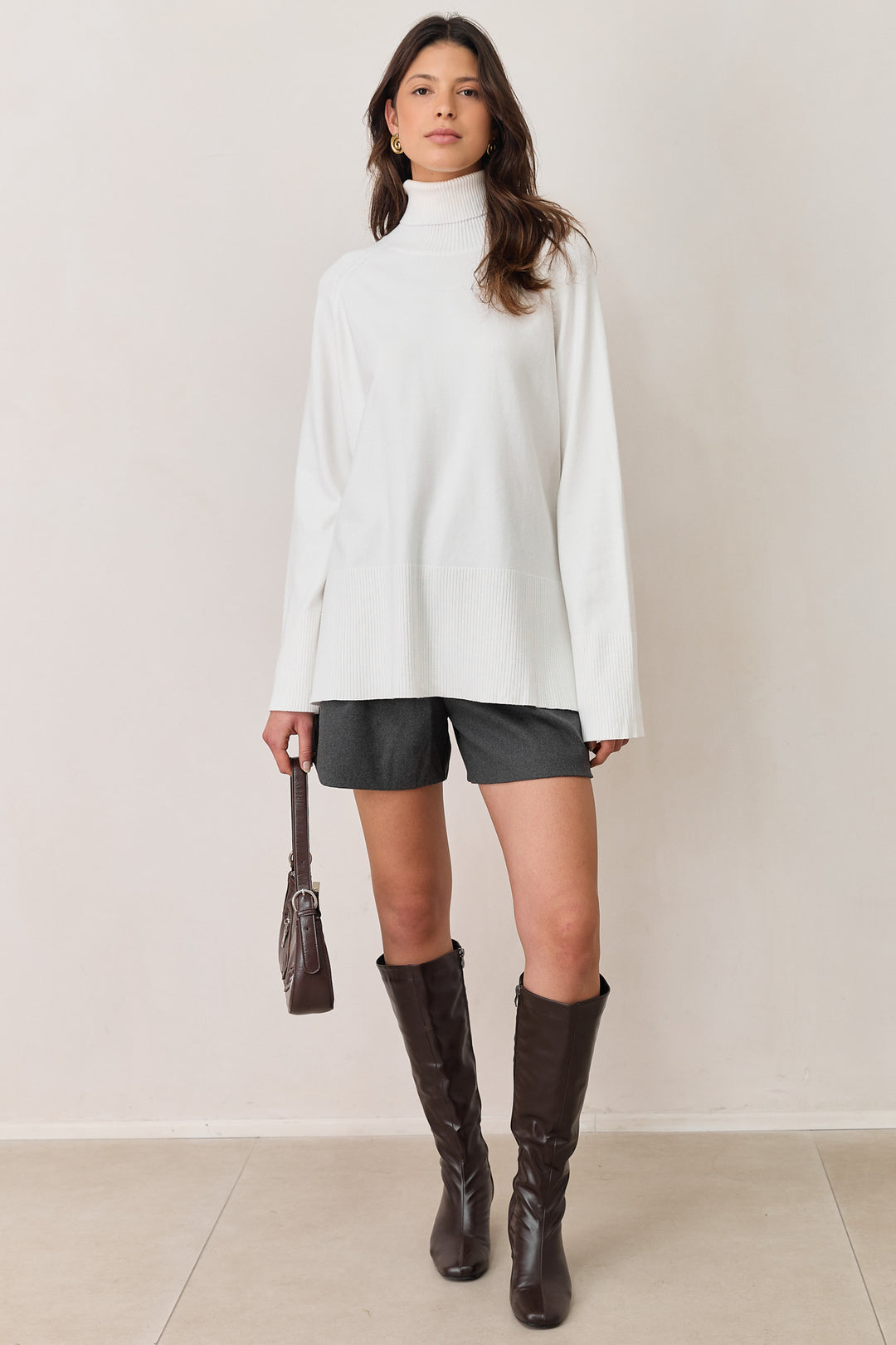 טוניקת סריג גולף סינגפור מנג'ט רחב | לבן