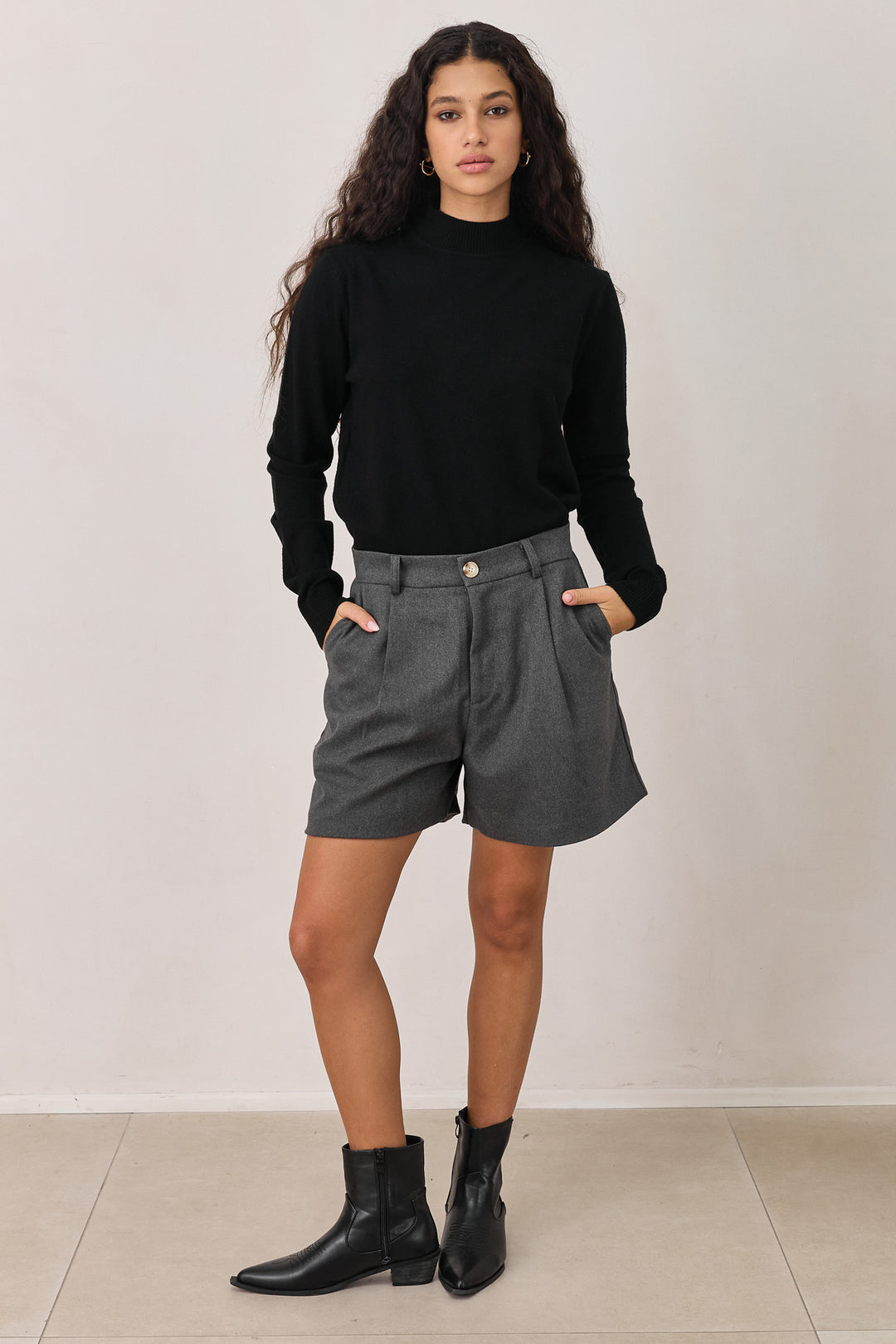 חולצת דיזי גולף בד סריג | שחור