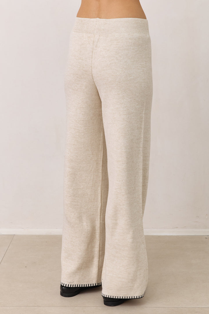 מכנסי סריג אליוט תיפורים בולטים | שמנת