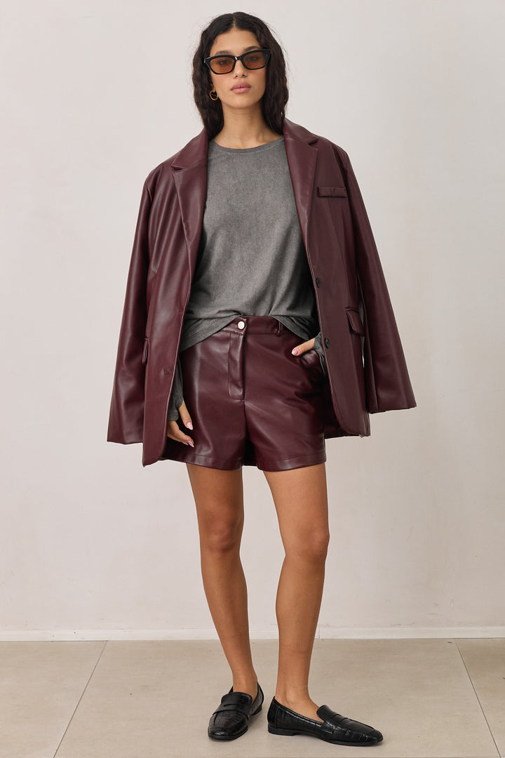 בלייזר דמוי עור אוסטין | בורדו