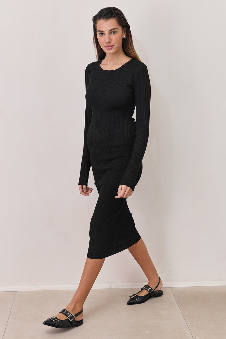 שמלת סריג פרדי אורך מידי | שחור