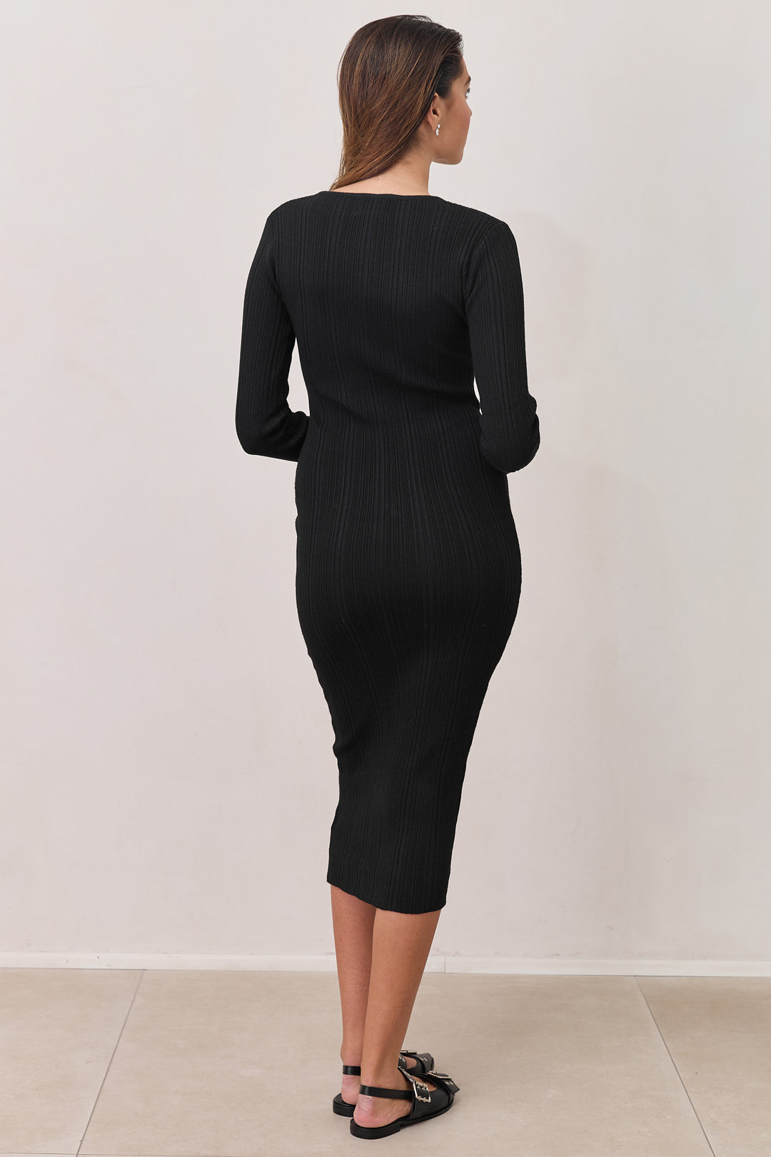 שמלת סריג פרדי אורך מידי | שחור