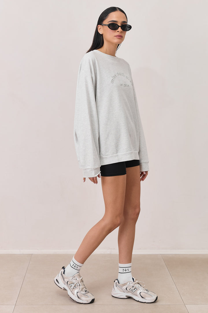 סוויטשירט סול בשילוב פרינט מובלט | אפור בהיר