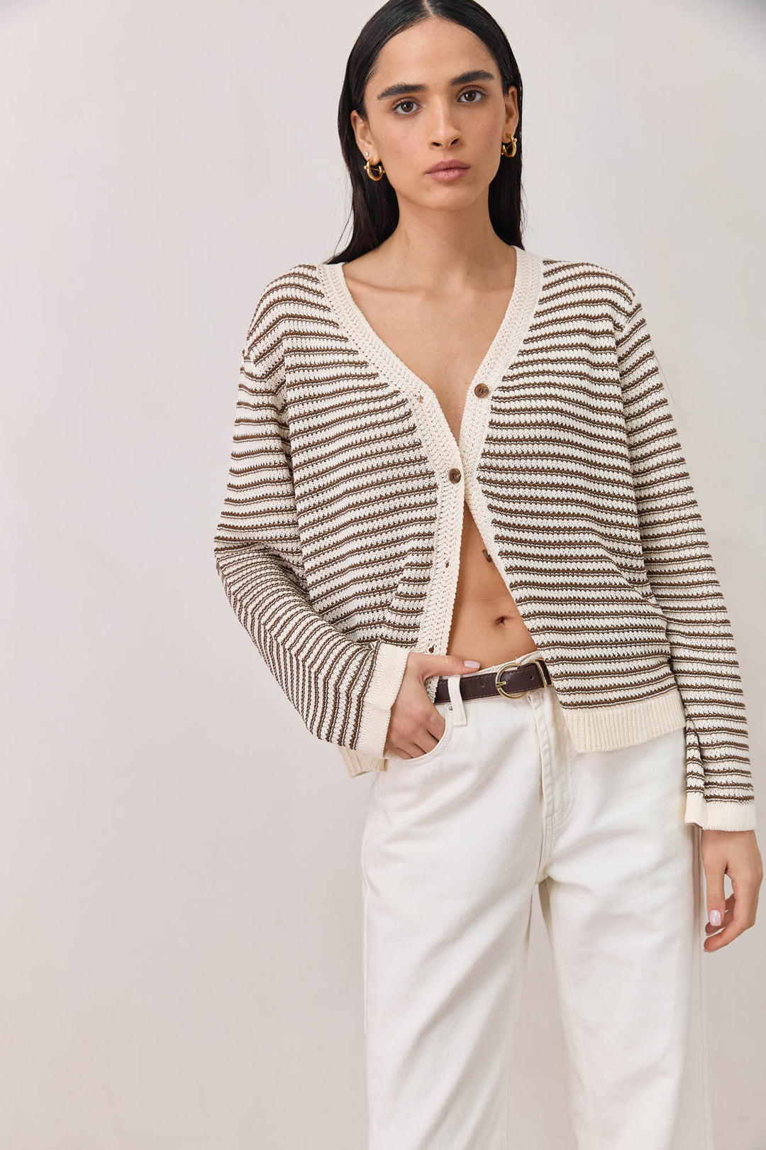 חגורת אבזם גולדי | חום כהה