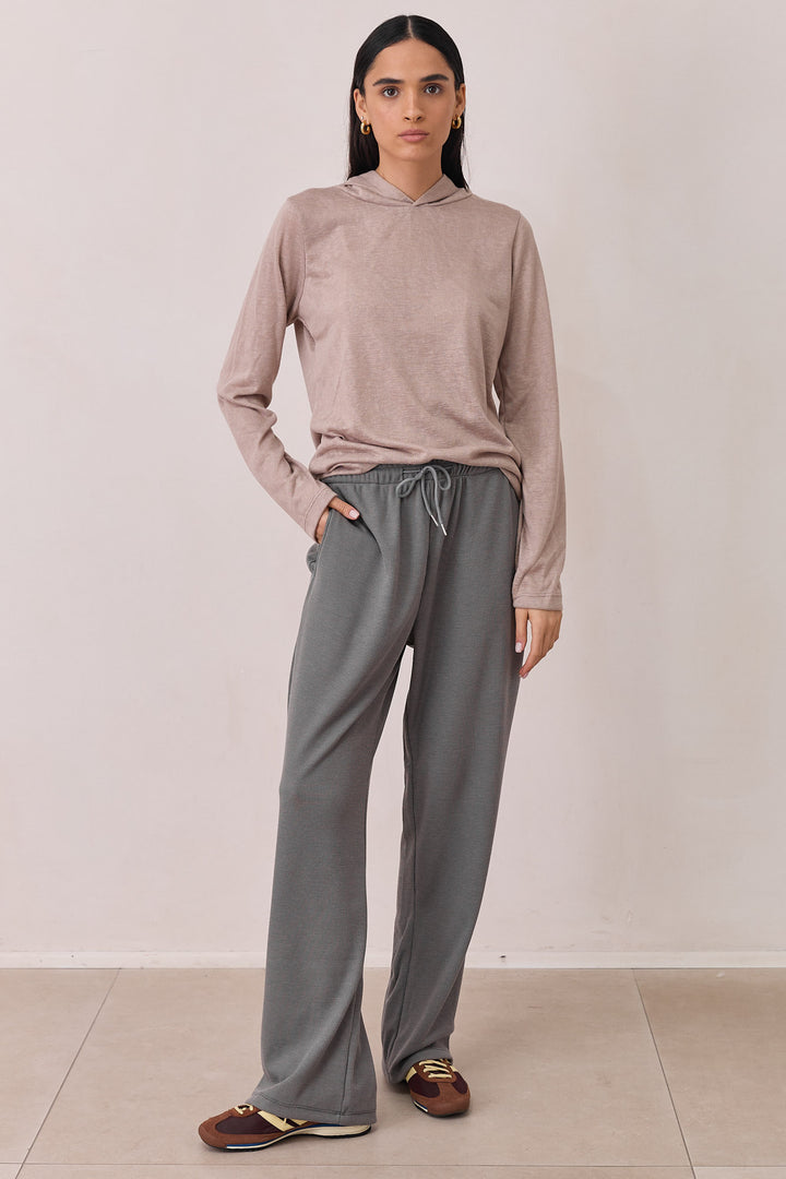 חולצת קפוצ'ון הנרי שקפקפה שרוולי כפפה | מוקה