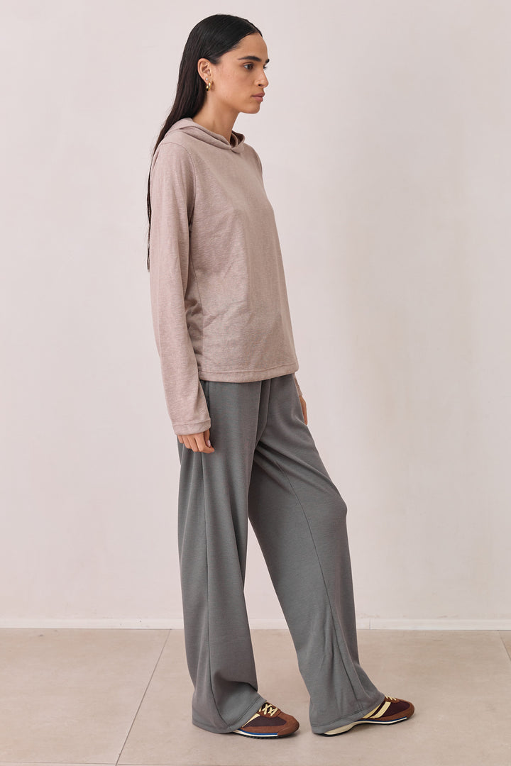 חולצת קפוצ'ון הנרי שקפקפה שרוולי כפפה | מוקה