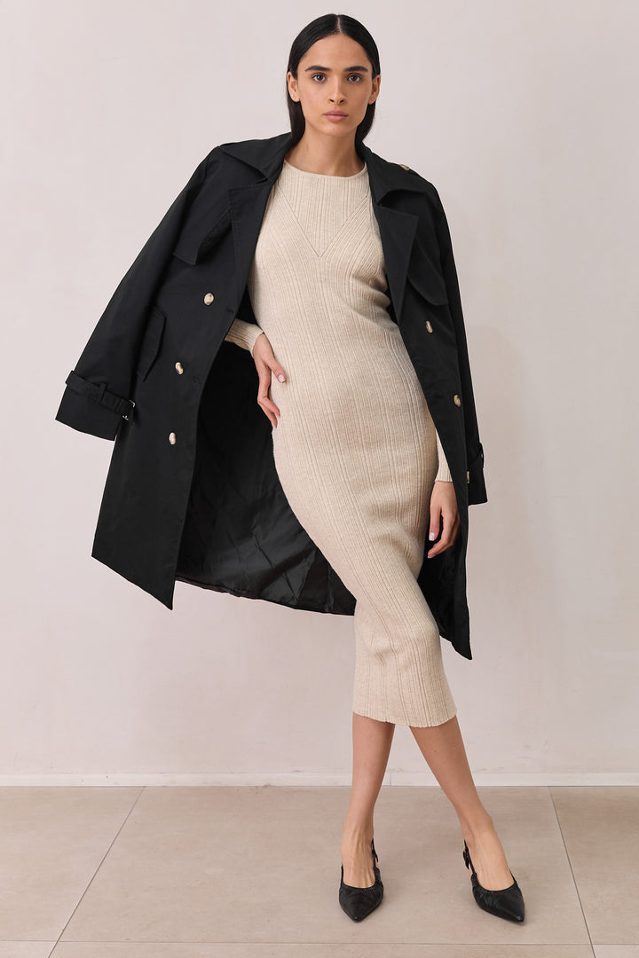 שמלת סריג פרדי אורך מידי | בז'