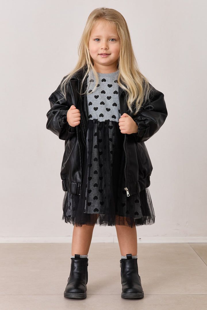 שמלת הארטס בשילוב טול | אפור