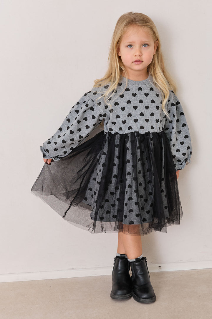 שמלת הארטס בשילוב טול | אפור