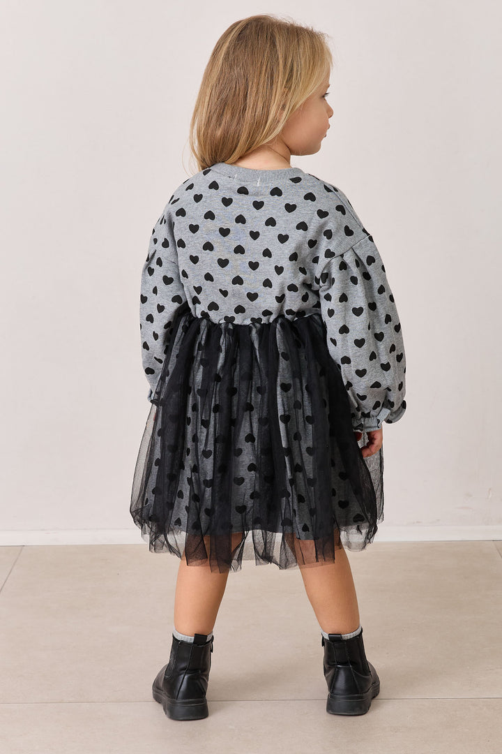 שמלת הארטס בשילוב טול | אפור