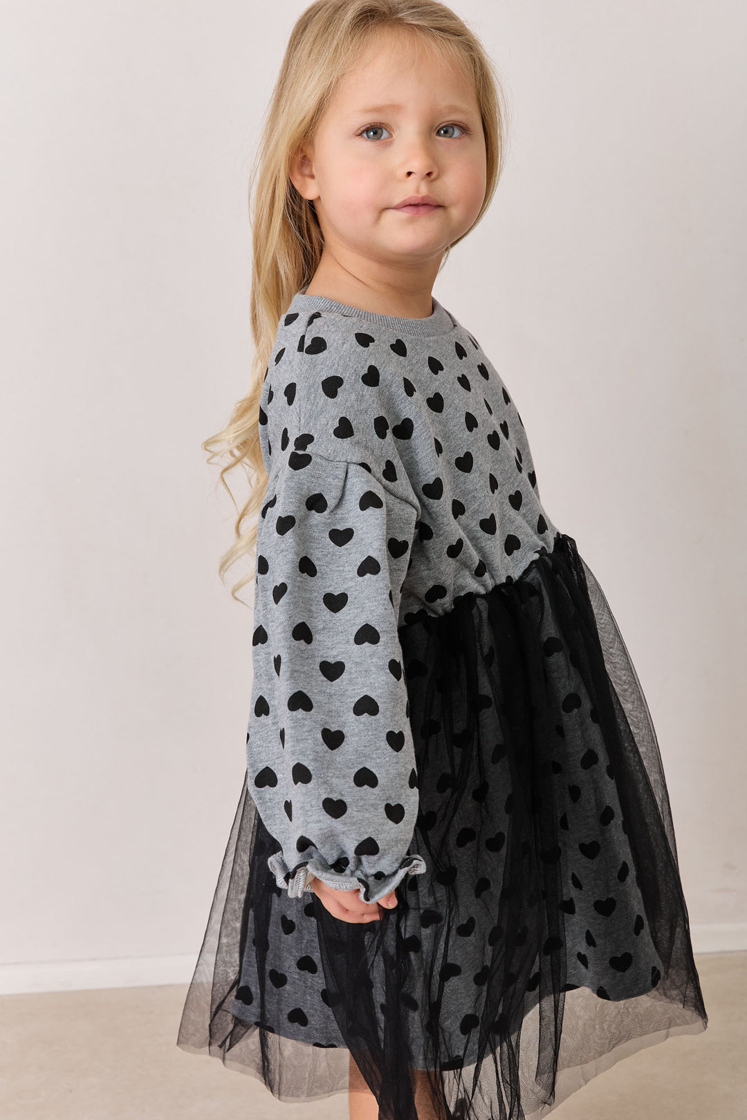 שמלת הארטס בשילוב טול | אפור