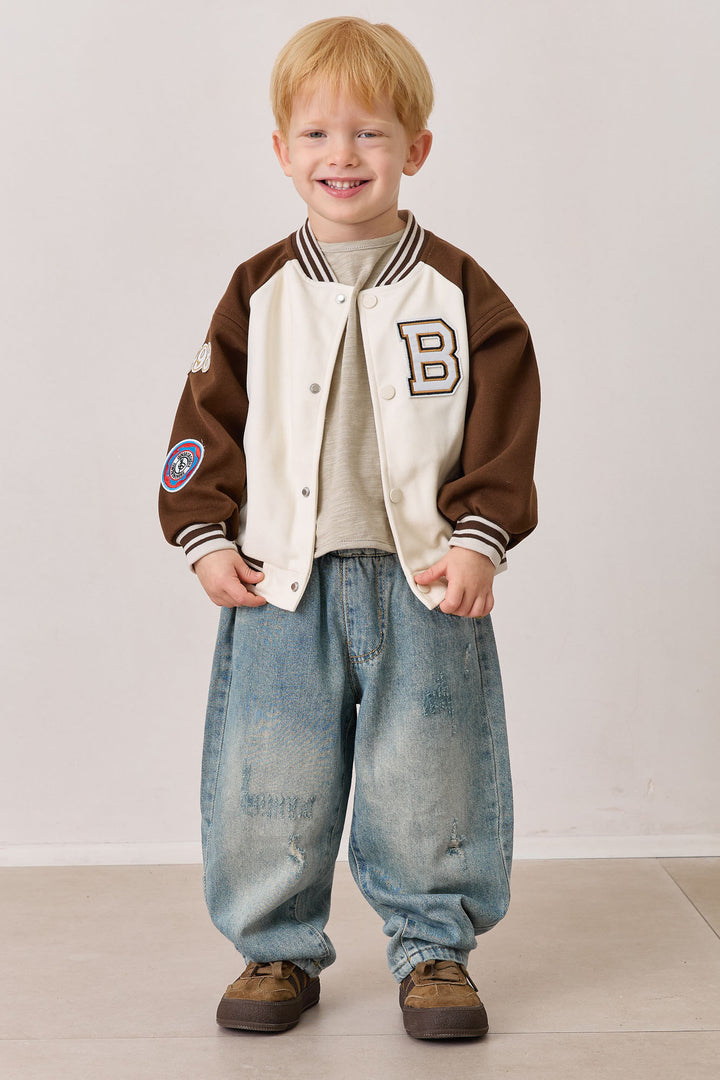 ג'קט בומבר בשילוב פאץ' | קרם/חום