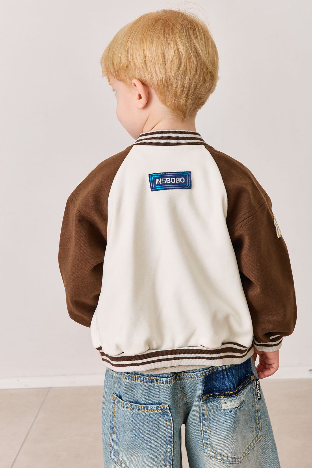 ג'קט בומבר בשילוב פאץ' | קרם/חום