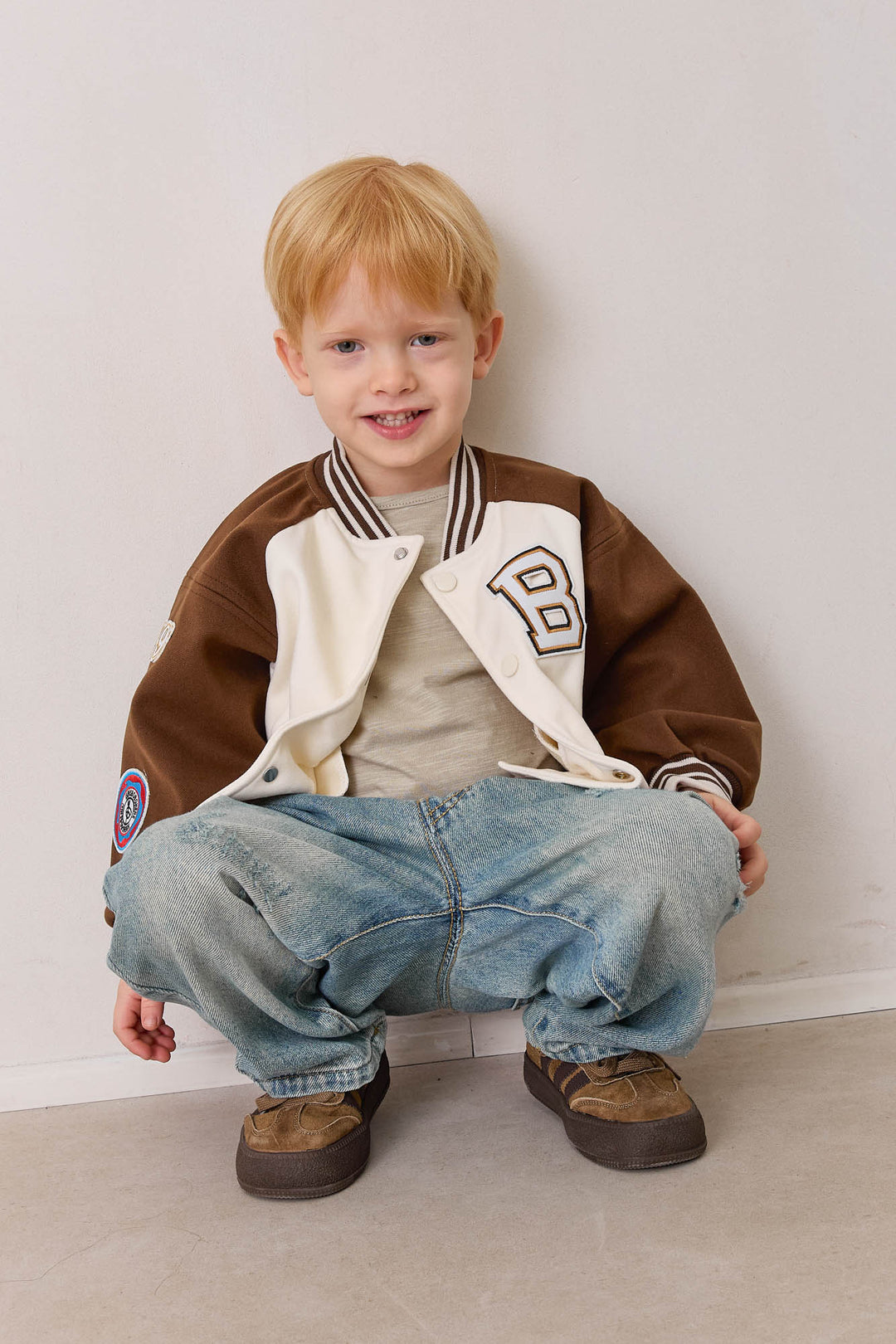 ג'קט בומבר בשילוב פאץ' | קרם/חום